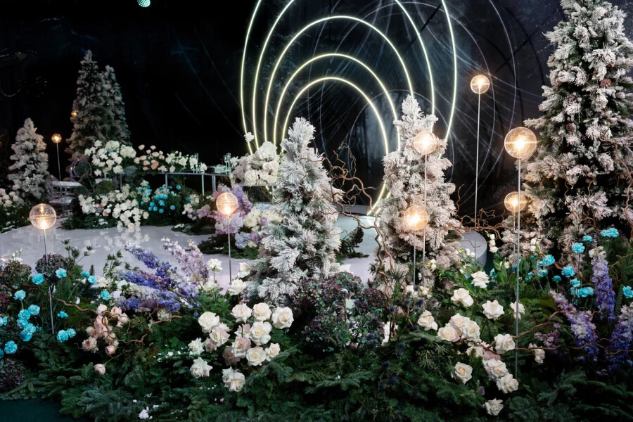 Стильный зимний декор на свадьбе