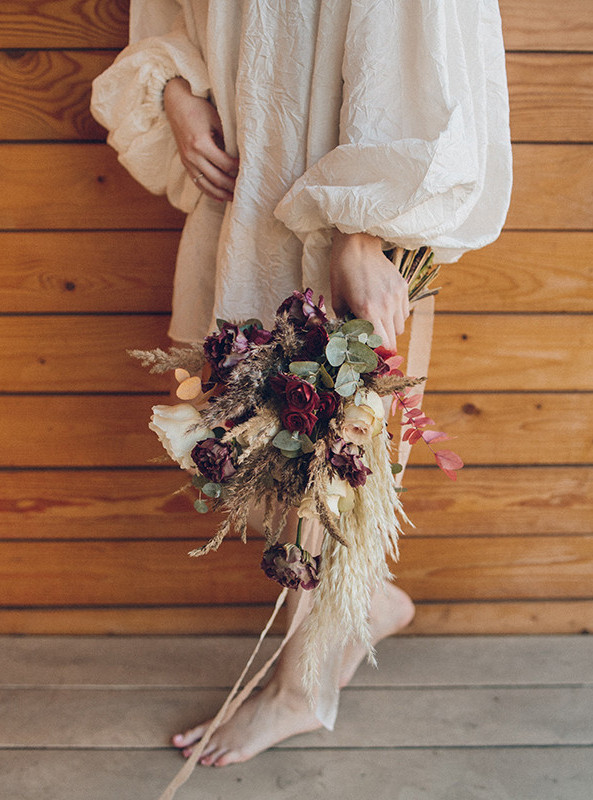 Осенняя свадьба с сухоцветами, льном и прогулками