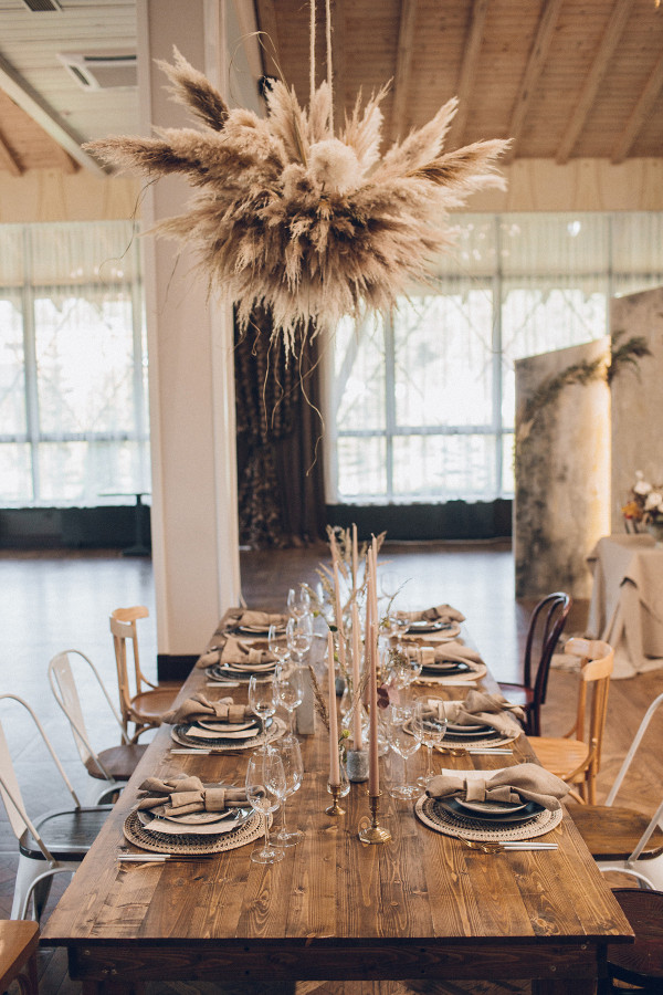 Осенняя свадьба с сухоцветами, льном и прогулками