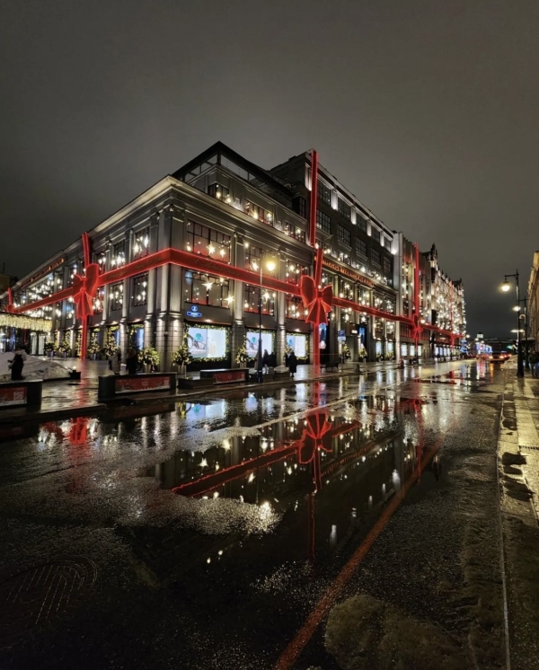 Еловый лес в Ресторане Lila, розовый свитер