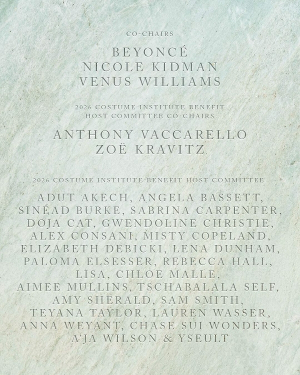 Объявлен дресс-код Met Gala 2026