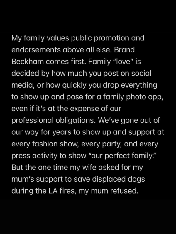 Бруклин Бекхэм впервые прокомментировал конфликт с родителями