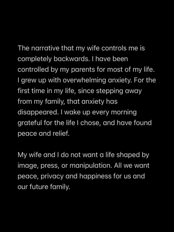 Бруклин Бекхэм впервые прокомментировал конфликт с родителями